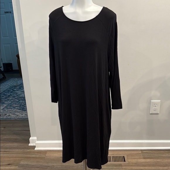 Time and Tru XXL Stretchy Elegant Black Long Sleeve Dress with Pockets - Picture 1 of 8